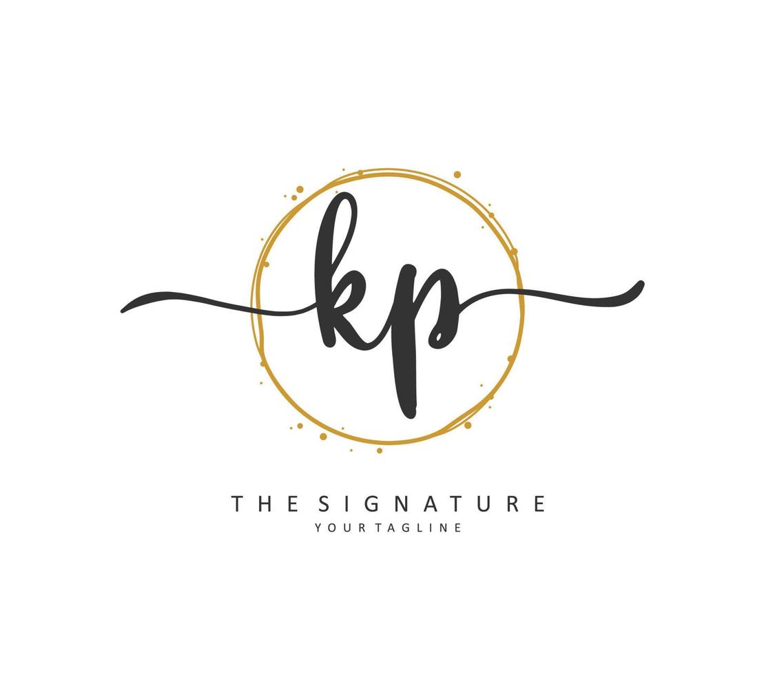kp iniziale lettera grafia e firma logo. un' concetto grafia iniziale logo con modello elemento. vettore
