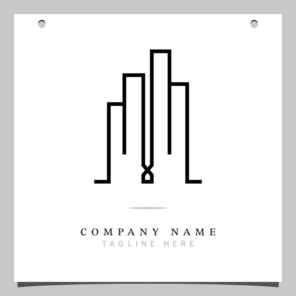 linea arte logo, logo icona con illustrazione di Linee formatura un' edificio aereo. vettore