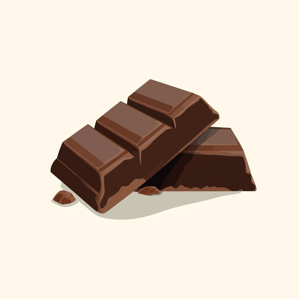 Due pezzi di cioccolato, piatto vettore