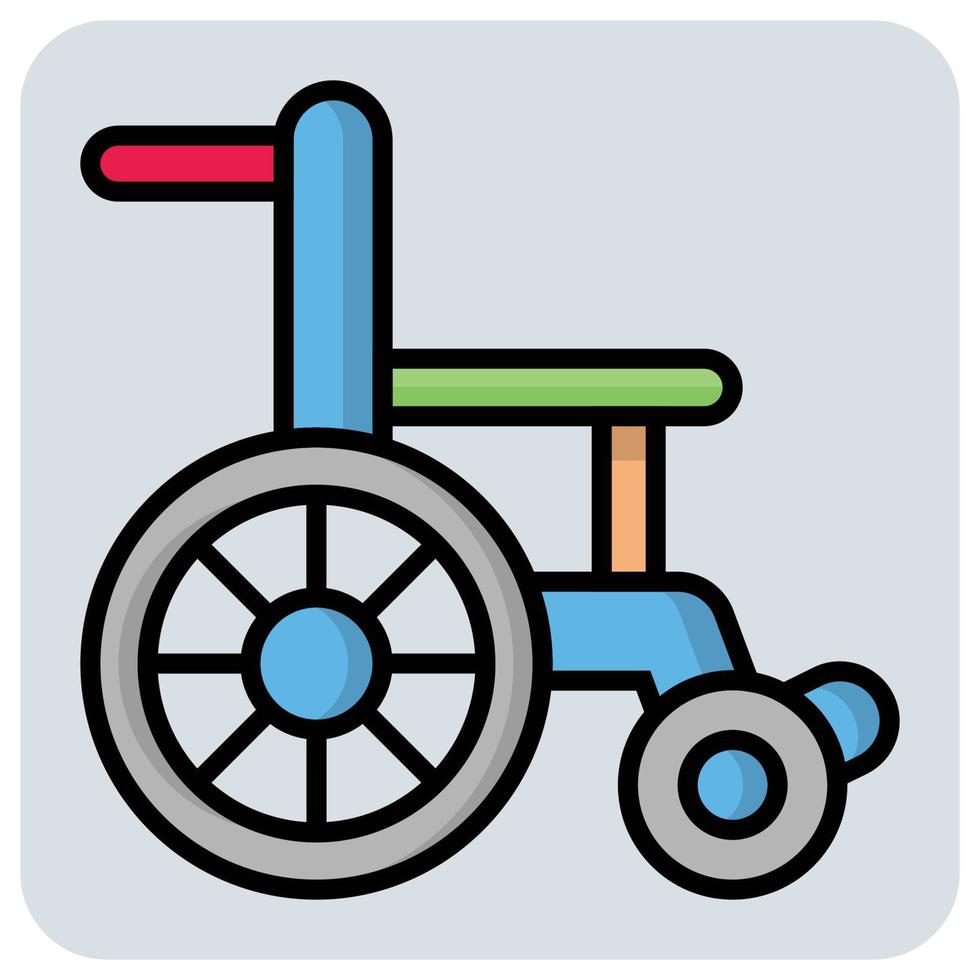 pieno colore schema icona per sedia a rotelle. vettore