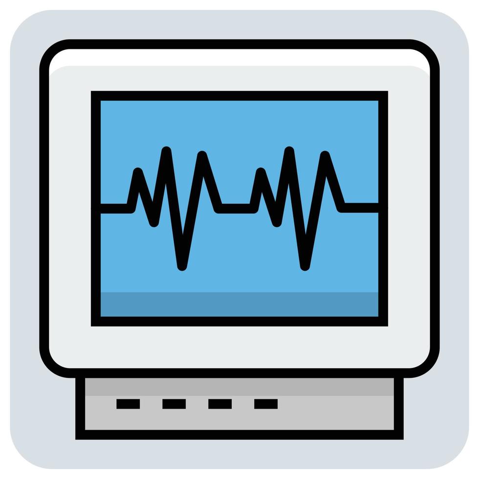 pieno colore schema icona per ecg macchina. vettore