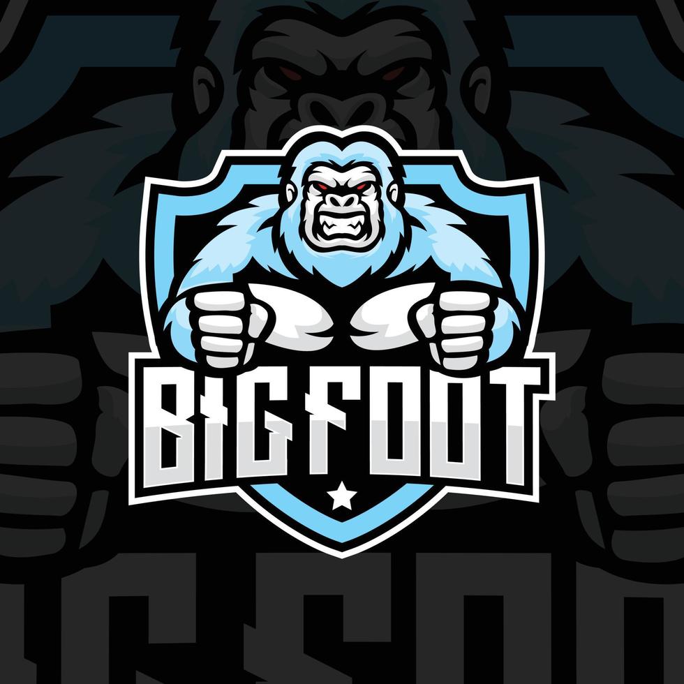 design del logo esport della mascotte yeti vettore