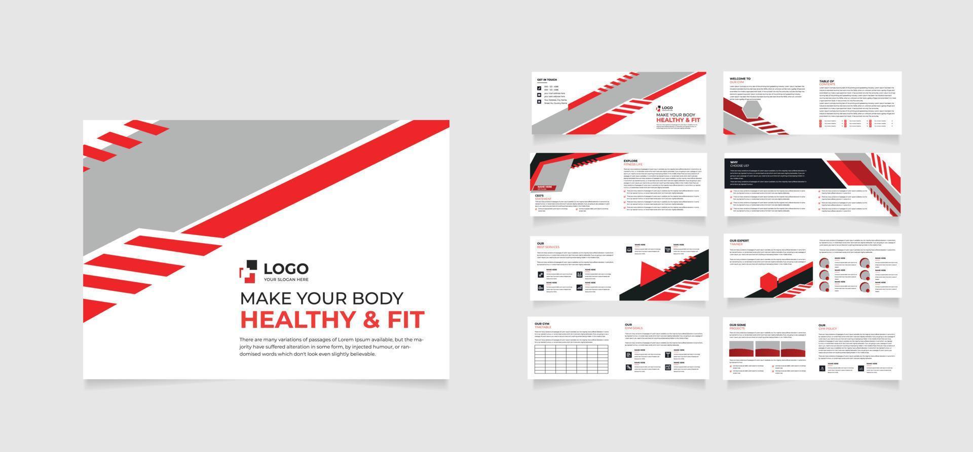 16 pagine geometrico attività commerciale opuscolo con moderno astratto design. uso per marketing, Stampa, annuale rapporto e attività commerciale presentazioni vettore