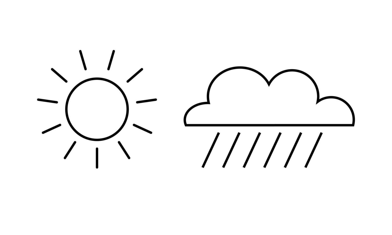 il nube è piovoso e soleggiato linea icone vettore