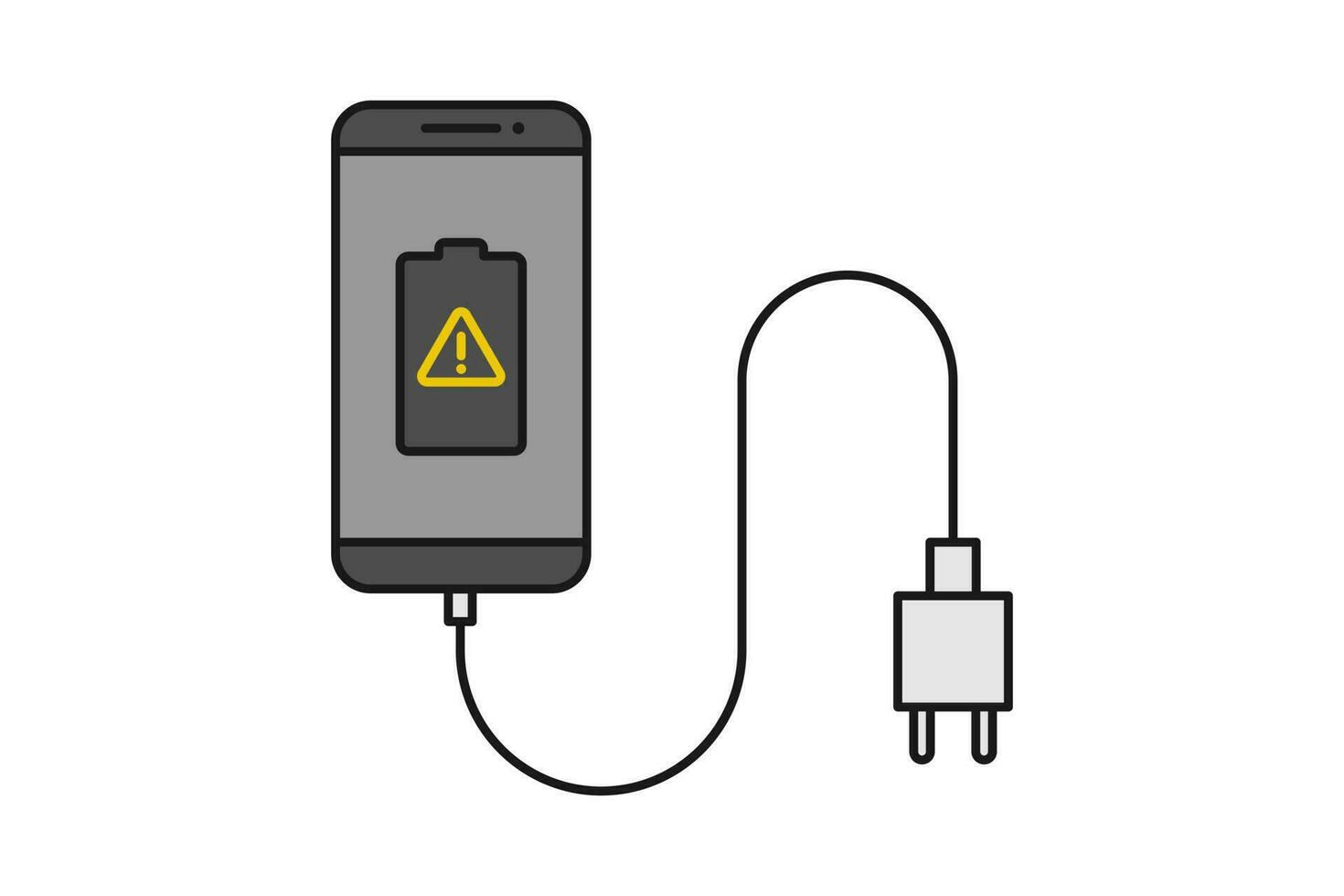 smartphone caricabatterie adattatore linea icona cartello simbolo vettore, smartphone, elettrico PRESA, adattatore, danneggiato batteria notifica vettore