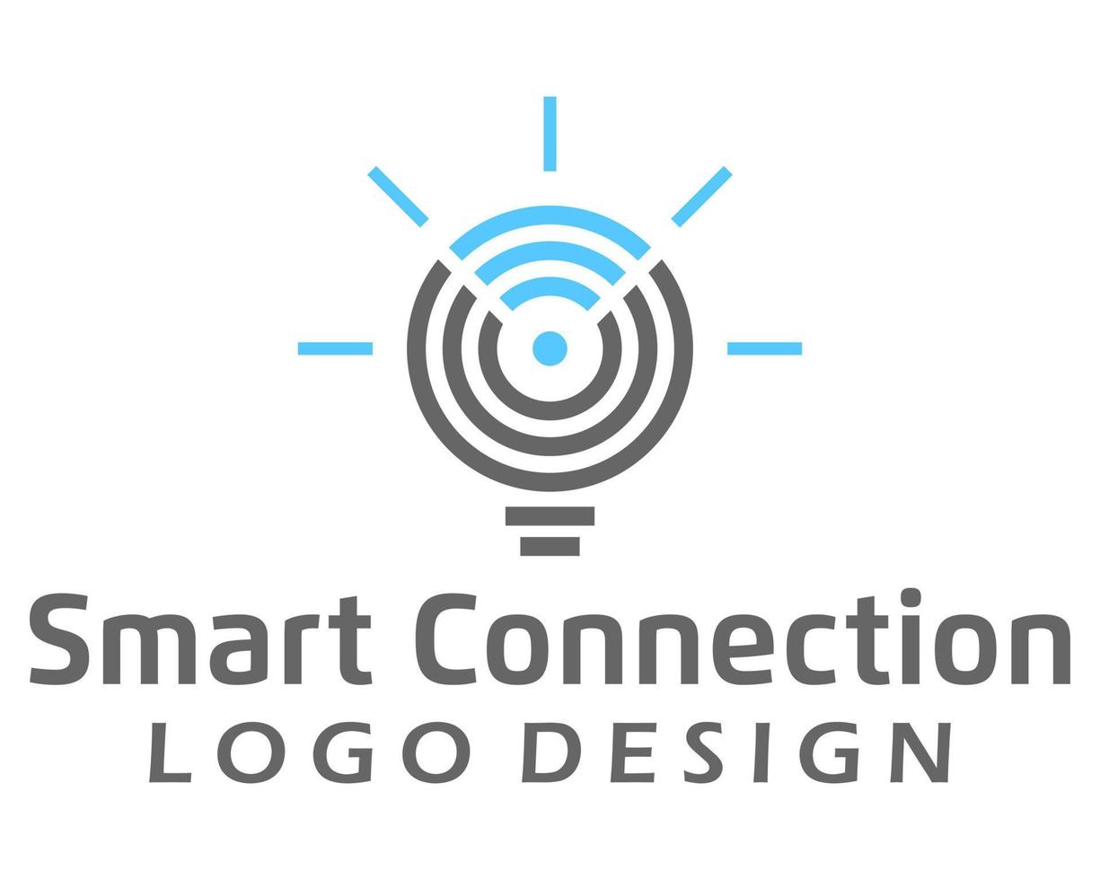 inteligente leggero lampadina e Wi-Fi connessione logo design. vettore