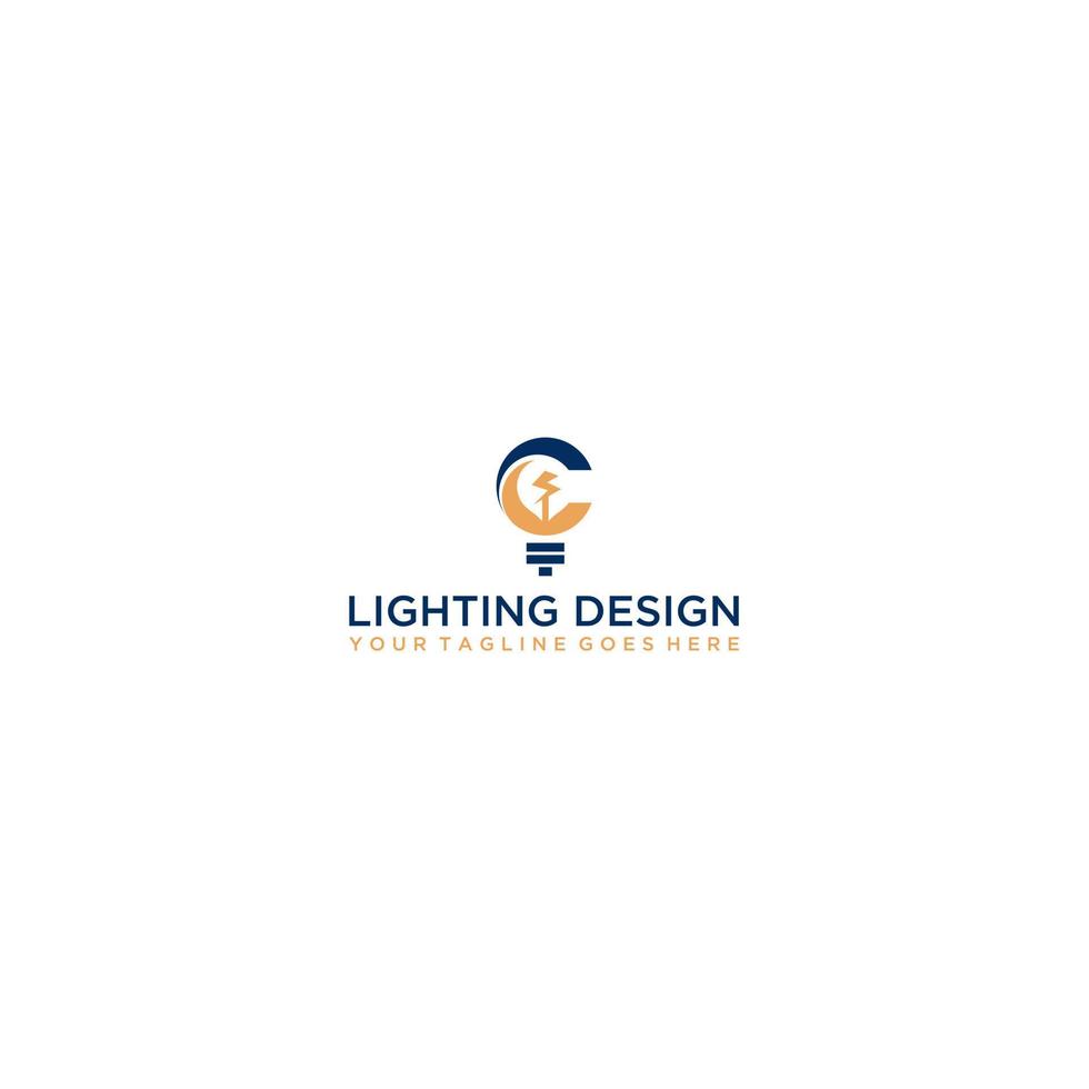 lampadina su lettera logo design c vettore