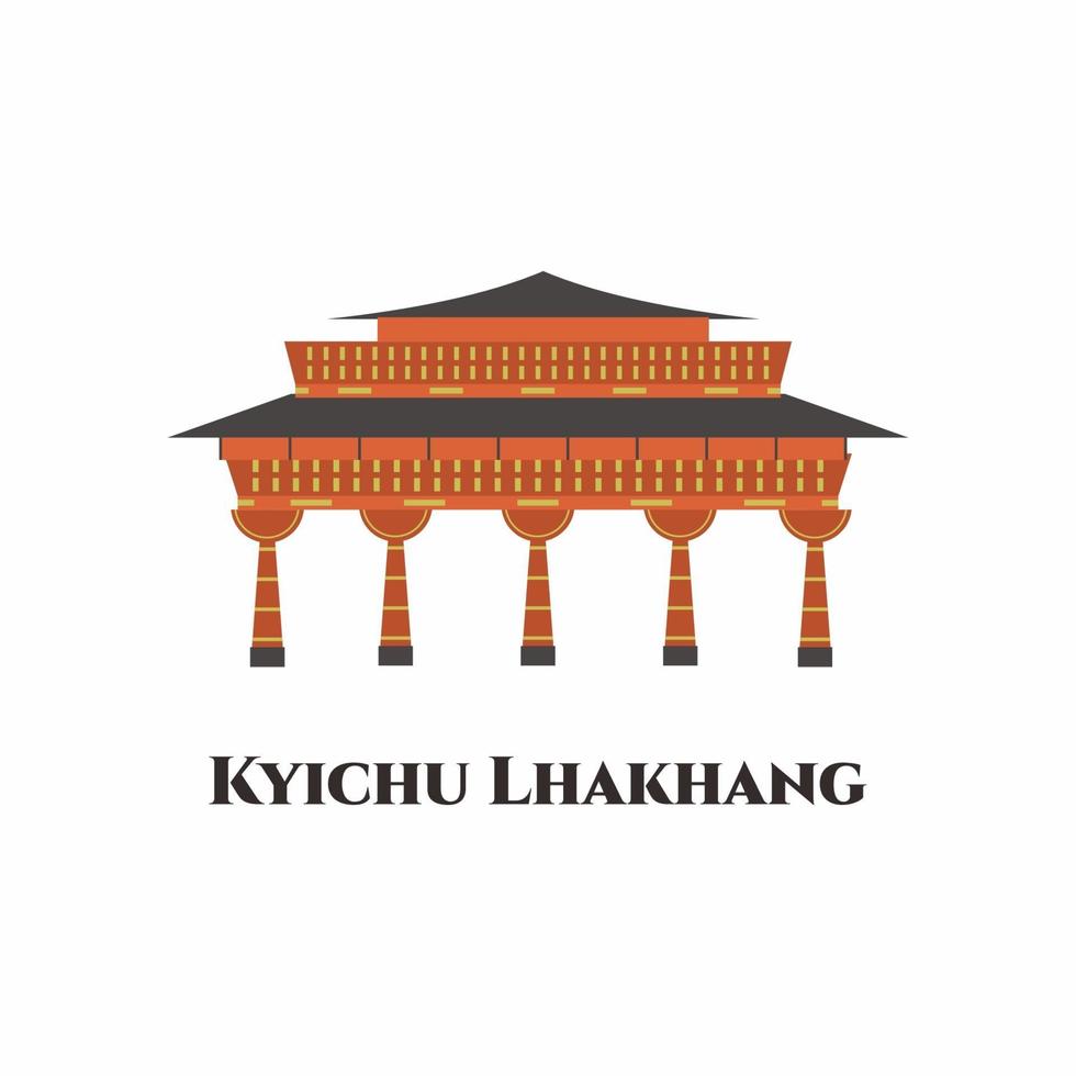 kyichu lhakhang. un importante tempio buddista himalayano della valle di paro, bhutan. uno dei più antichi templi buddisti con più storia, cultura e tradizione. merita una visita. illustrazione vettoriale