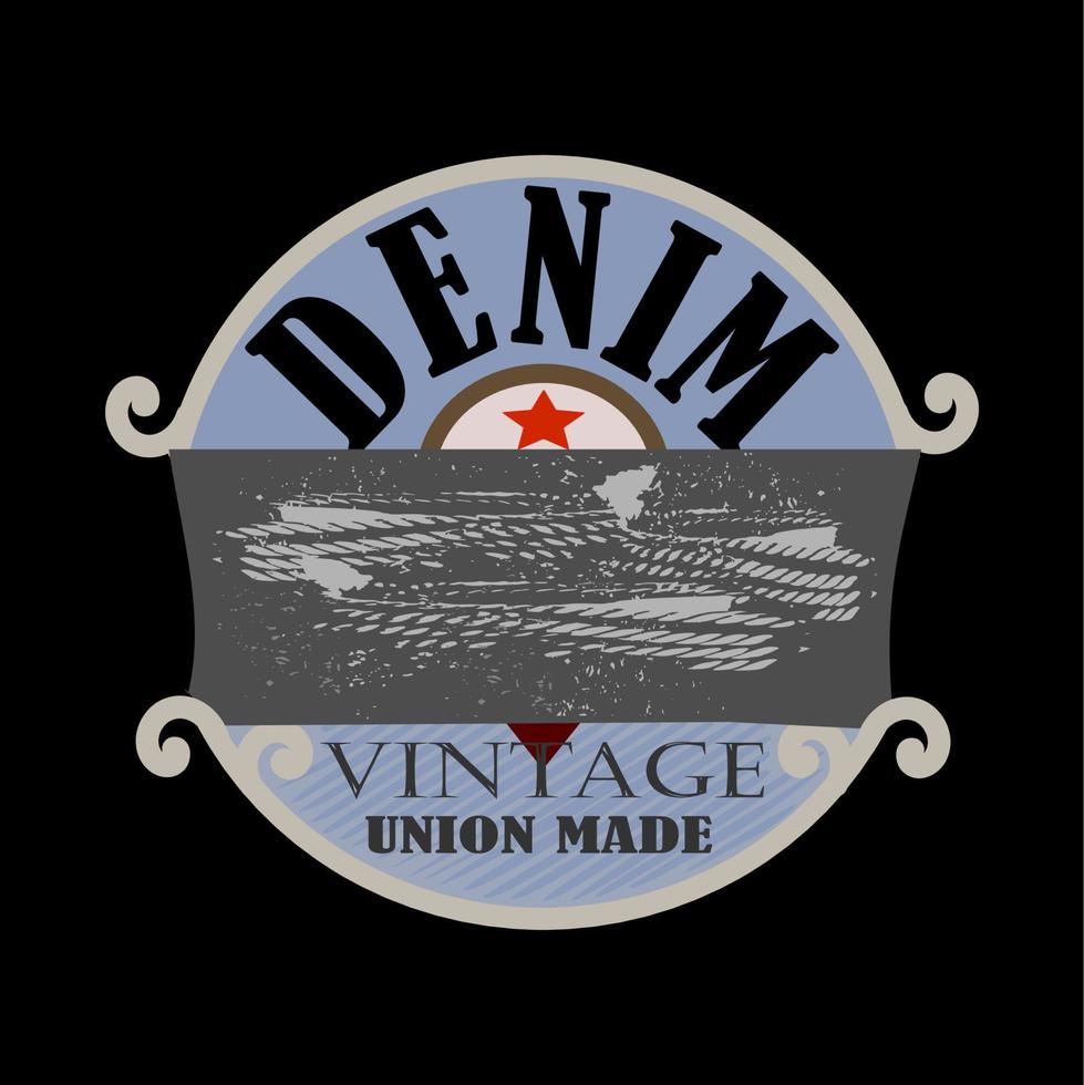 Vintage ▾ logo denim per maglietta vettore