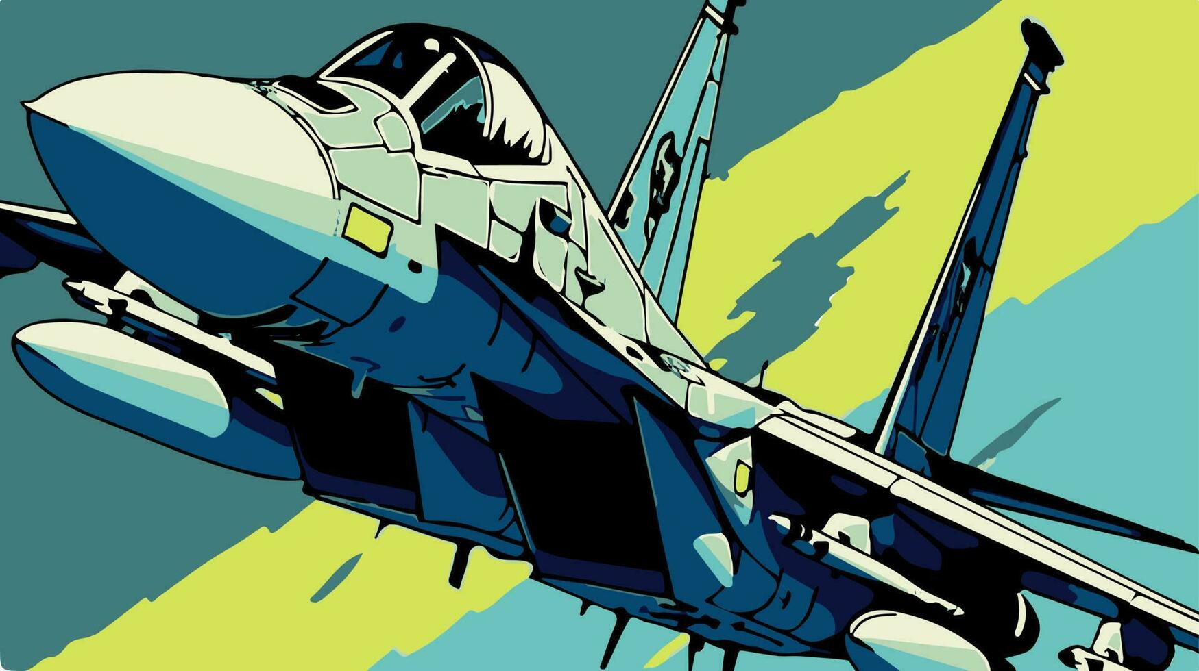 colorato illustrazione di f-15 militare aereo. pop arte di comico vettore disegno di veloce esercito