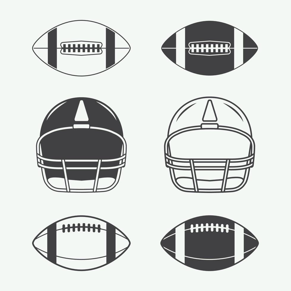 impostato di Vintage ▾ Rugby e americano calcio etichette, emblemi, logo e design elementi vettore