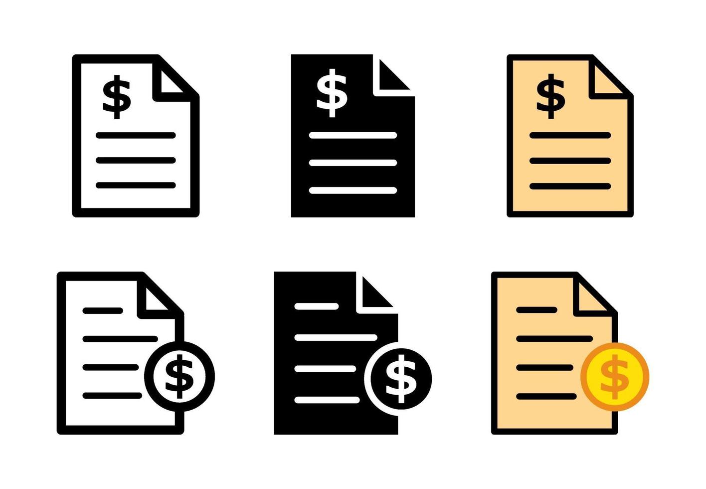 Bill icon design set vettoriali gratis