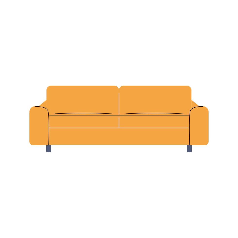 immagine vettoriale di un divano arancione su sfondo bianco. elemento per interni, soggiorno design moderno, icona