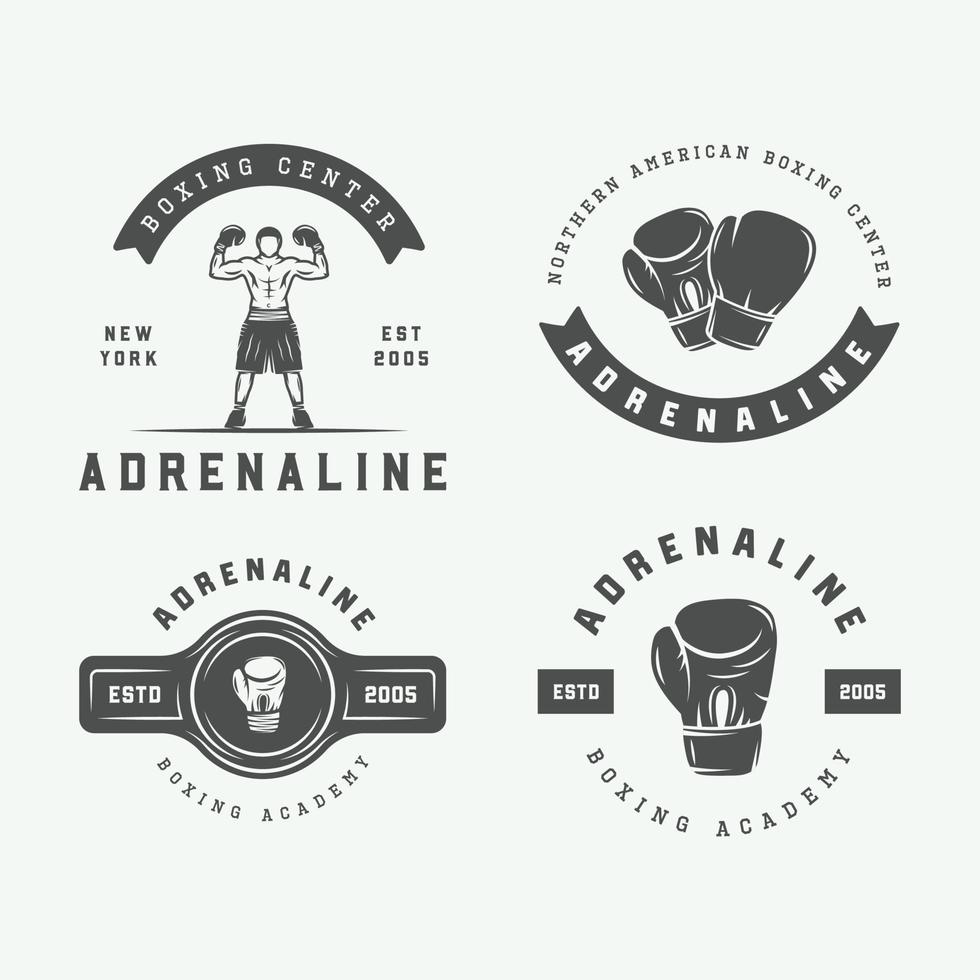 boxe e marziale arti logo badge e etichette nel Vintage ▾ stile. vettore illustrazione