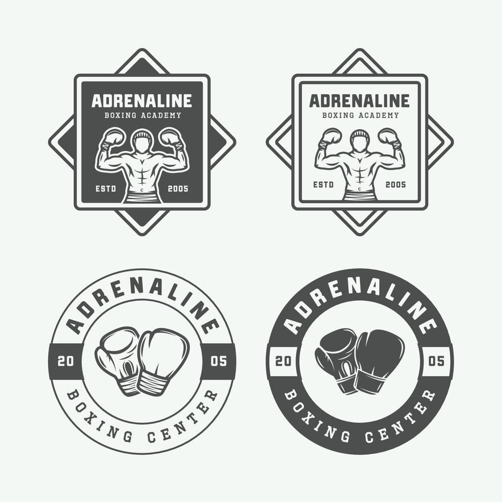 boxe e marziale arti logo badge e etichette nel Vintage ▾ stile. vettore illustrazione