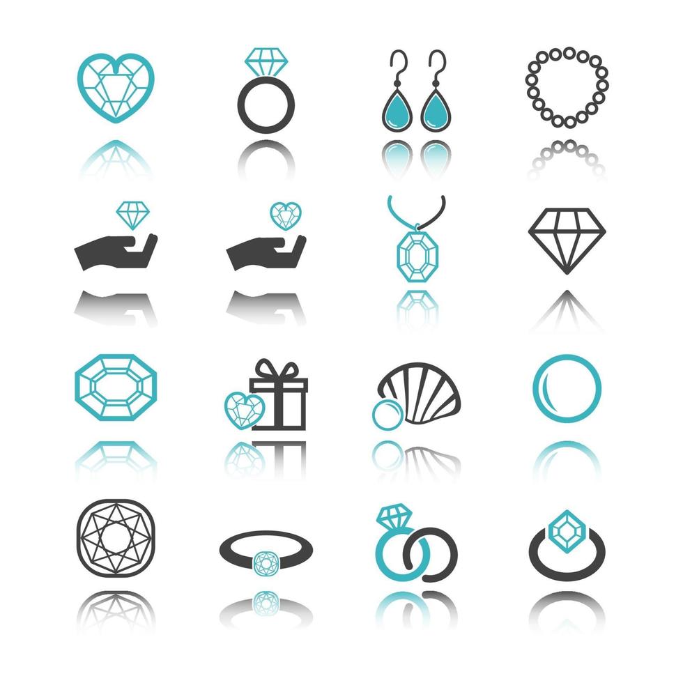 icone di gioielli con la riflessione vettore