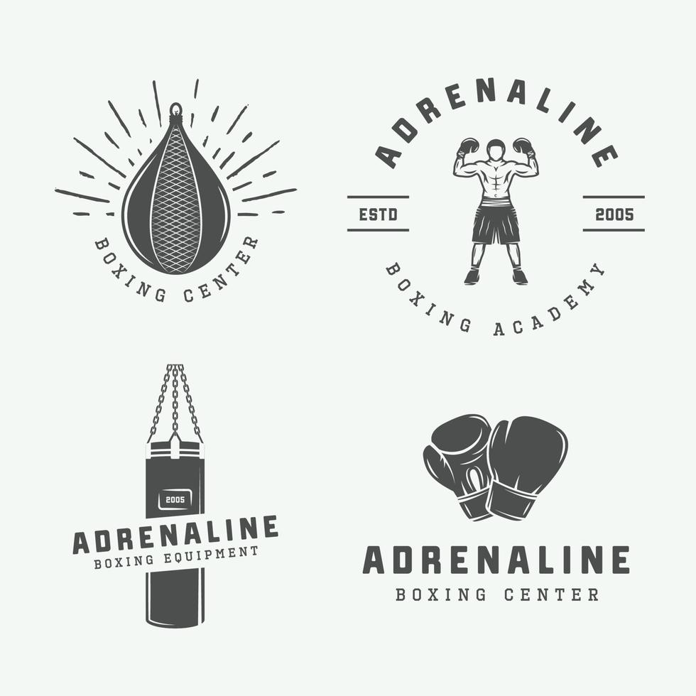 boxe e marziale arti logo badge e etichette nel Vintage ▾ stile. vettore illustrazione