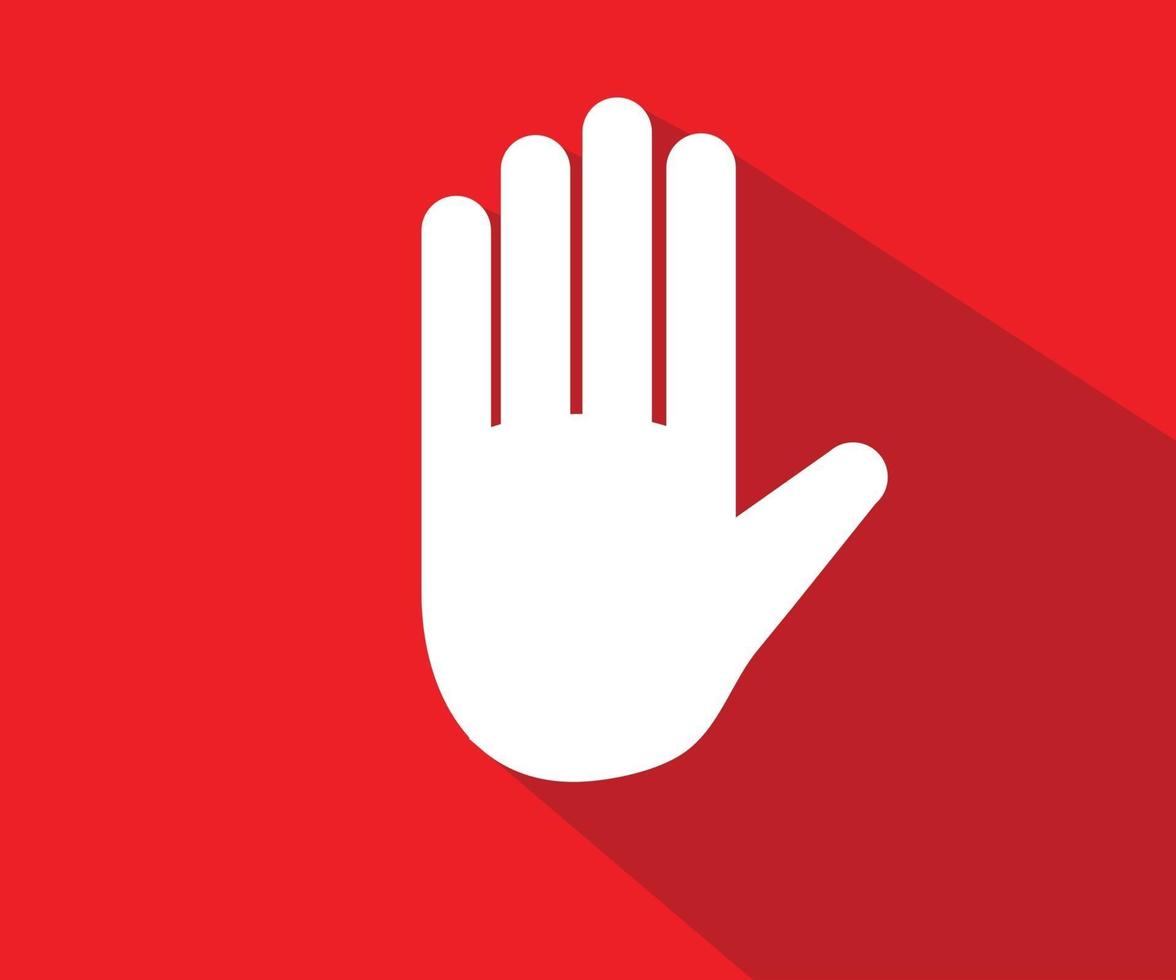 fermare il segno ottagonale della mano per attività proibite, illustrazione di vettore del logo