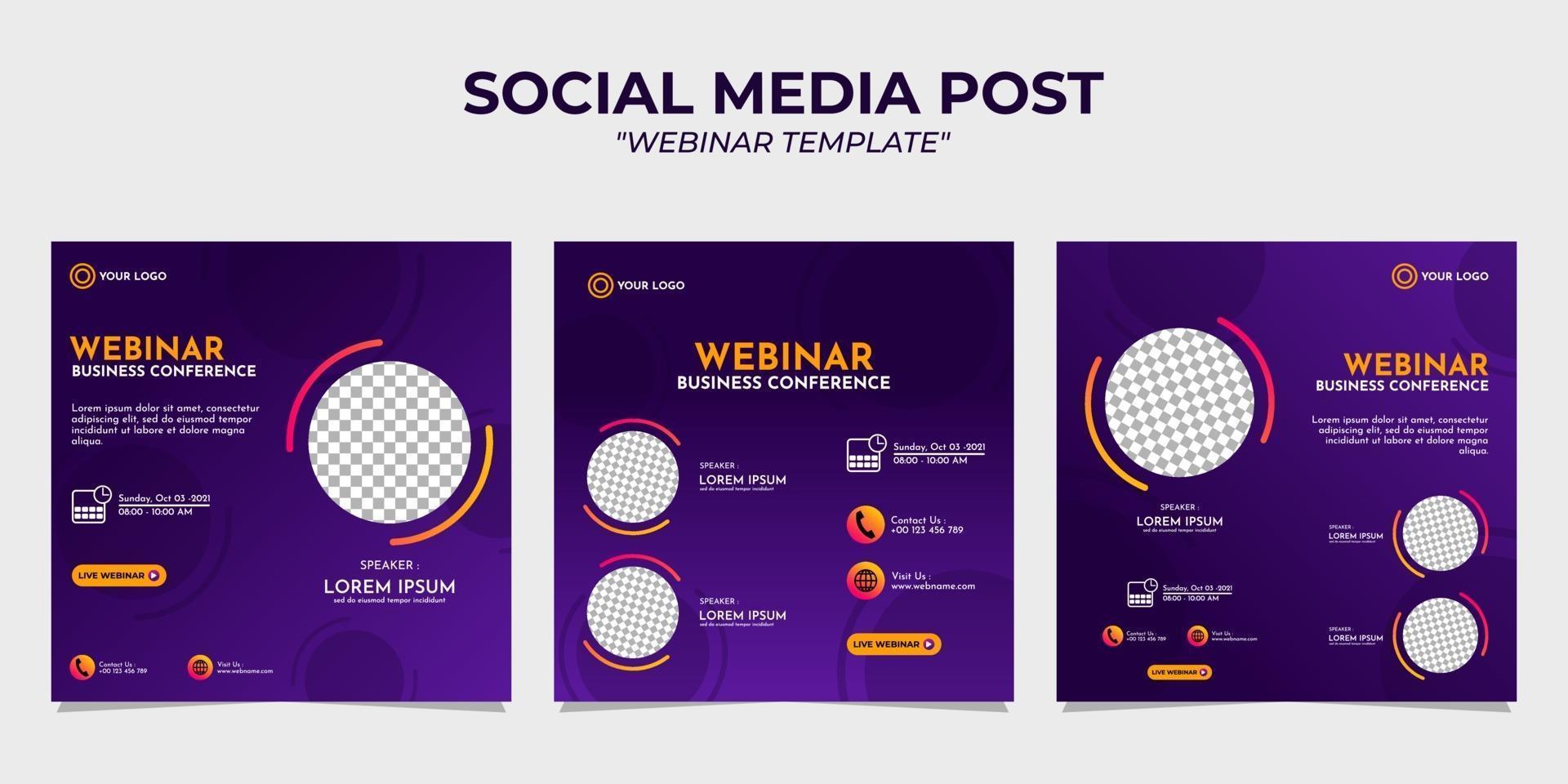 modelli di webinar per post di storie sui social media vettore