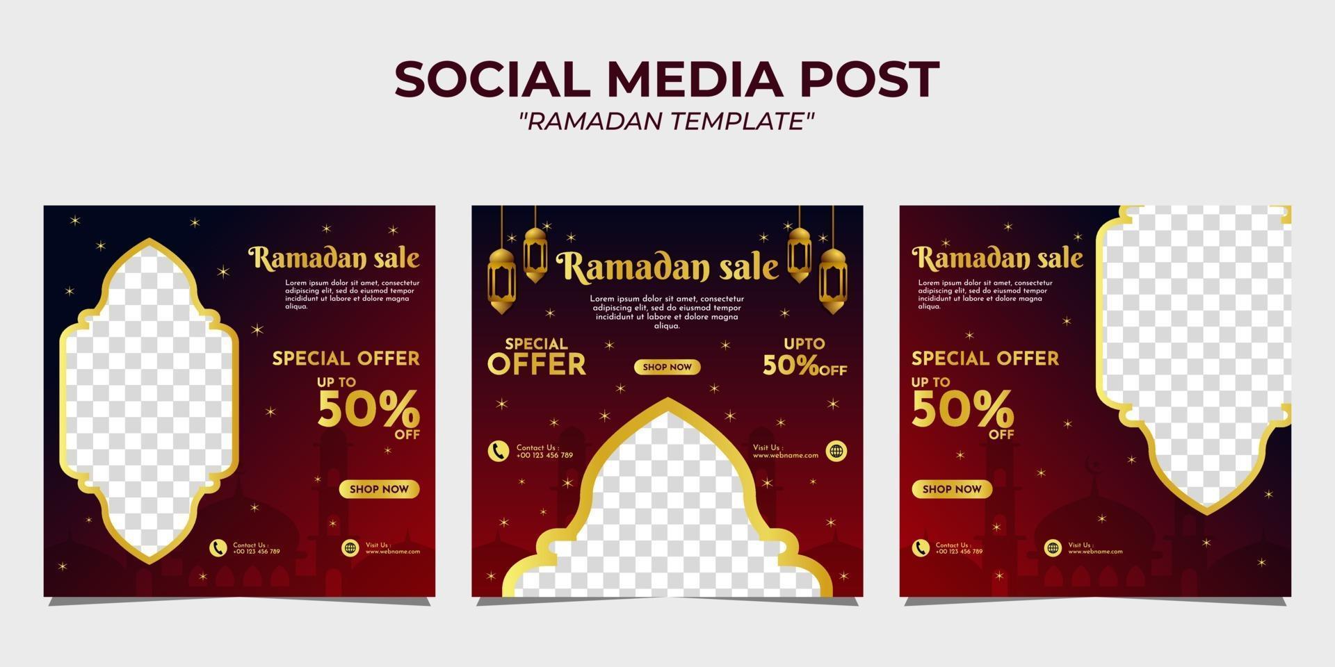 modello di post sui social media di vendita di ramadan vettore