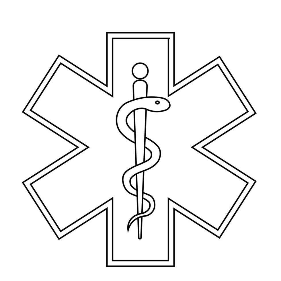 segno medico icona della stella della vita. pittogramma di stile glifo stella ambulanza ospedale vettore