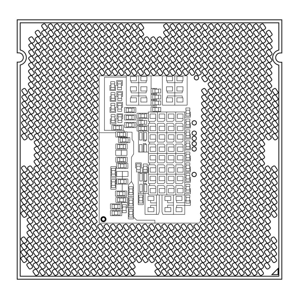 semplice illustrazione dell'icona del chip della cpu del computer elettronico digitale vettore