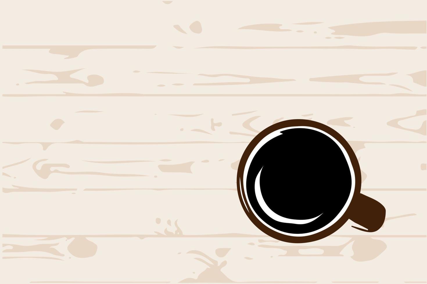 vettore illustrazione di Marrone tazza di caffè su di legno sfondo