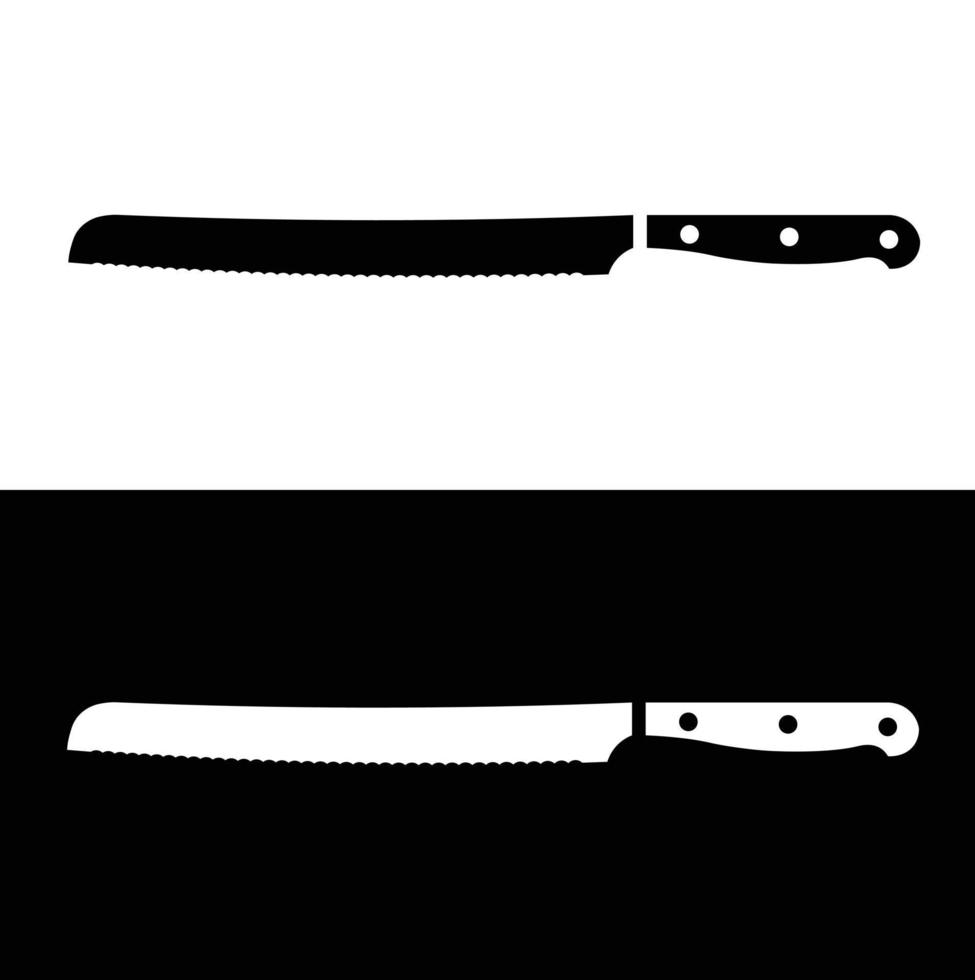 pane coltello serrato coltello piatto silhouette icona vettore. collezione di nero e bianca cucina elettrodomestici. cucina utensili icona per ragnatela. cucina concetto. tutti tipi di coltelli chef bisogno. vettore