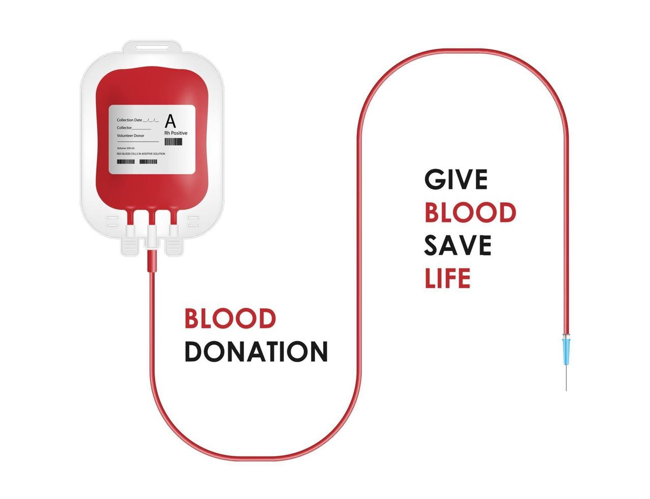 concetto di donazione di sangue. sacca di sangue isolato su sfondo bianco, illustrazione vettoriale