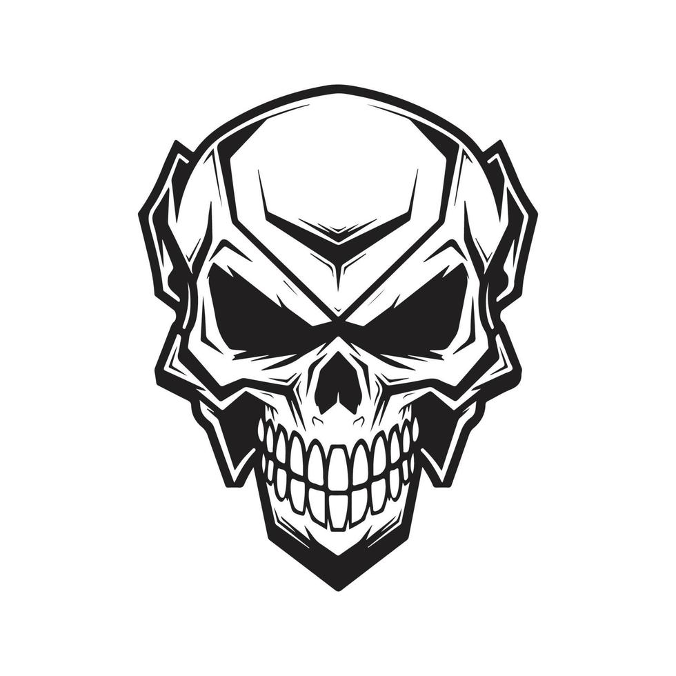squartatore cranio, logo concetto nero e bianca colore, mano disegnato illustrazione vettore