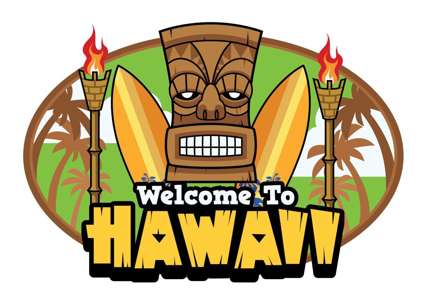 benvenuto per Hawaii tiki saluti vettore