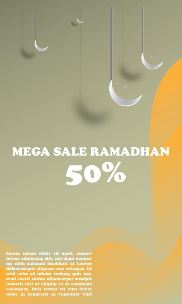 mega veloce vendita Ramadan speciale 50 via con islamico ornamento mezzaluna finto su crema colore elegante semplice attraente eps 10 vettore