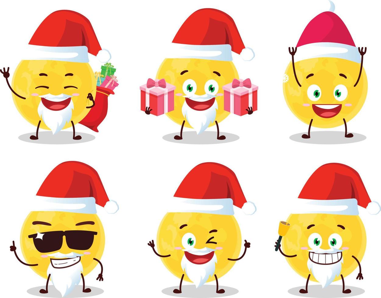 Santa Claus emoticon con giallo Luna cartone animato personaggio vettore