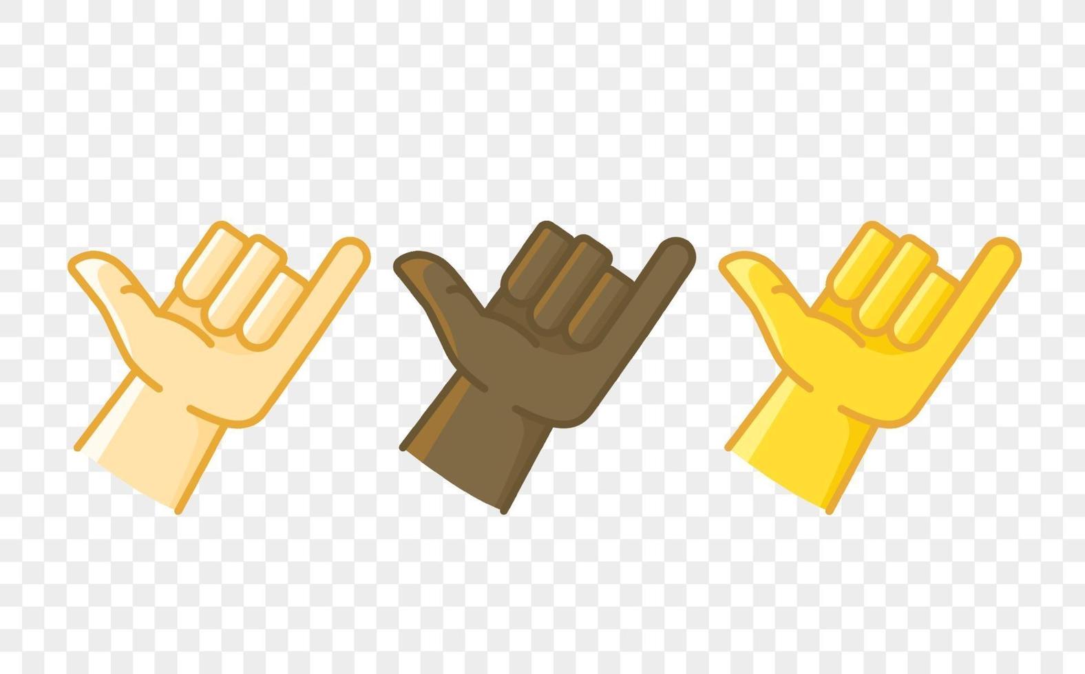 colore diverso gesto della mano in stile fumetto icona vettore