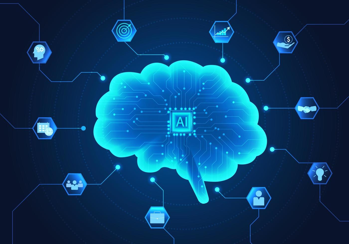 inteligente tecnologia di artificiale intelligenza cervello quello mantiene comandare umano controlli per Aiuto rendere gli esseri umani Di Più confortevole tutti e due nel attività commerciale, il industria è Di Più Avanzate vettore