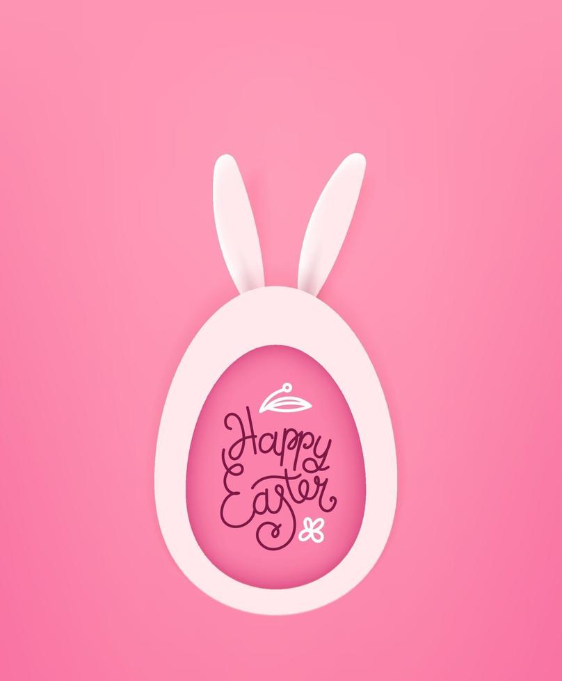 felice cartolina d'auguri di vettore di Pasqua con uovo e lepre. illustrazione vettoriale carino stile ritaglio