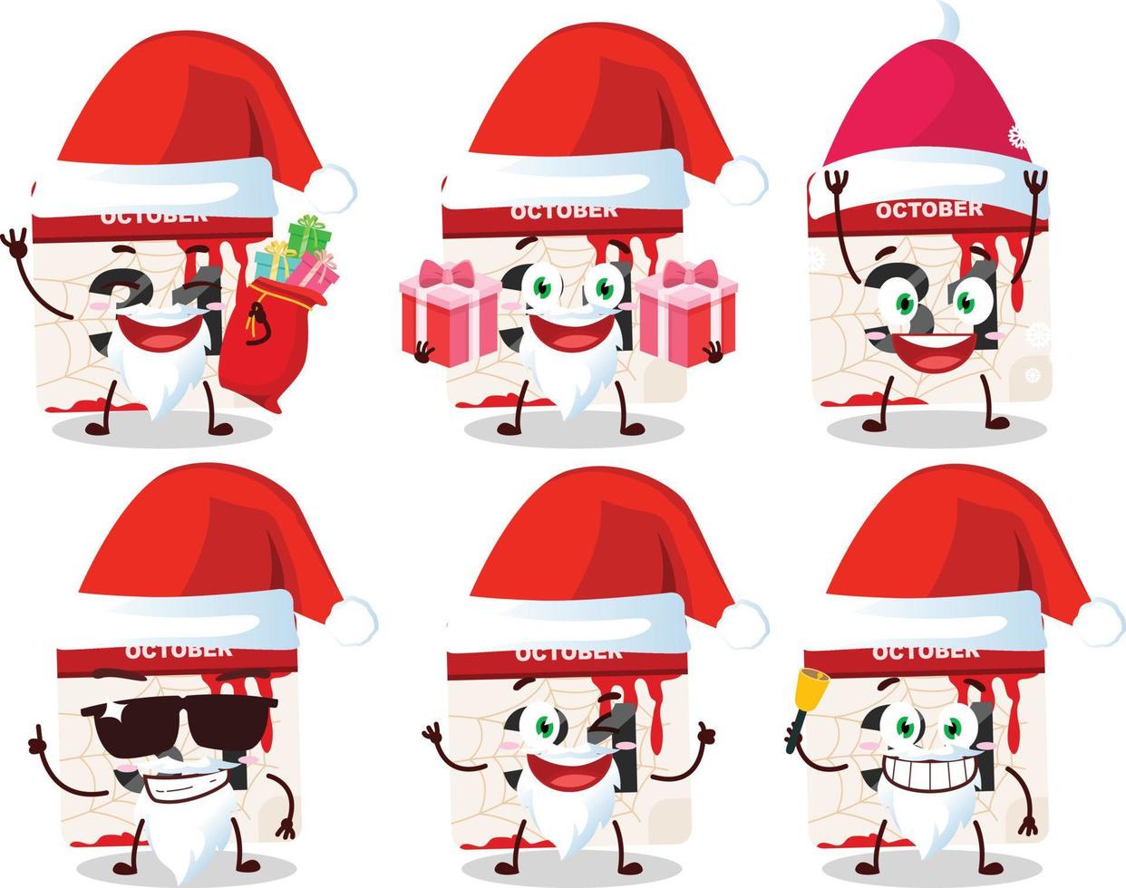 Santa Claus emoticon con Halloween calendario cartone animato personaggio vettore