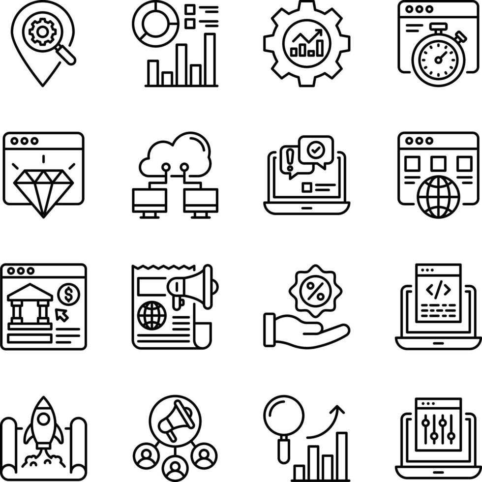 SEO sviluppo e marketing vettore schema icona design illustrazione. simbolo su bianca sfondo eps 10 file impostato 6