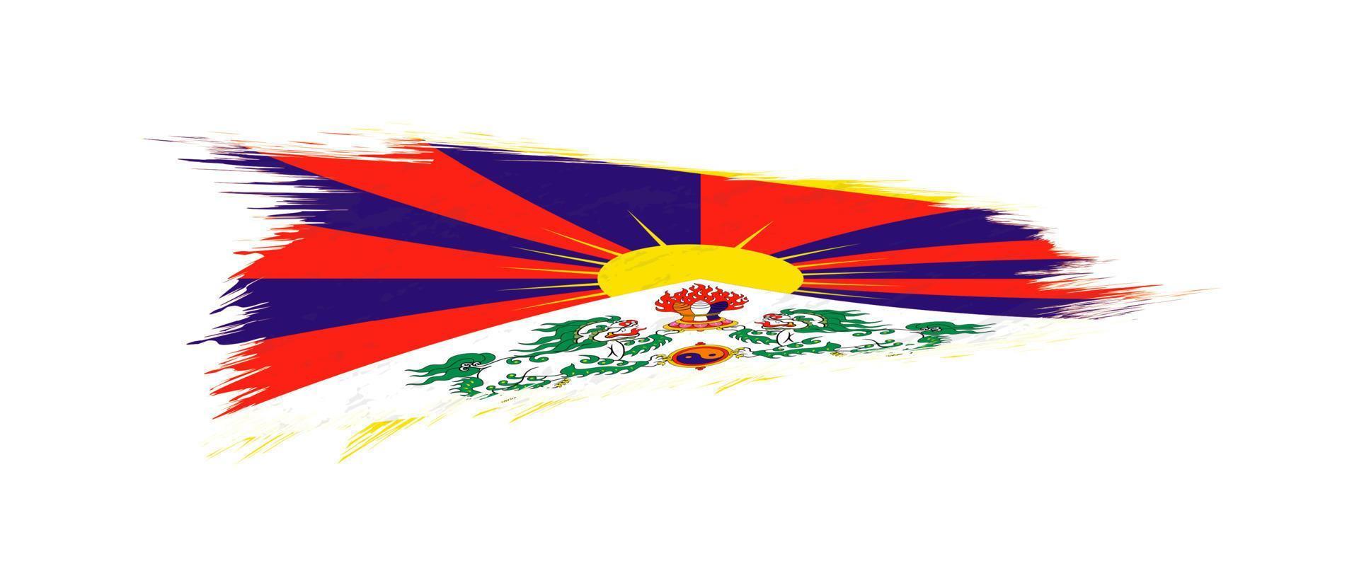 bandiera di Tibet nel grunge spazzola ictus. vettore