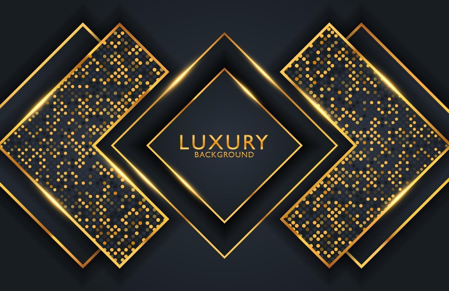 sfondo elegante di lusso con elemento di forma geometrica oro e particelle di punti vettore