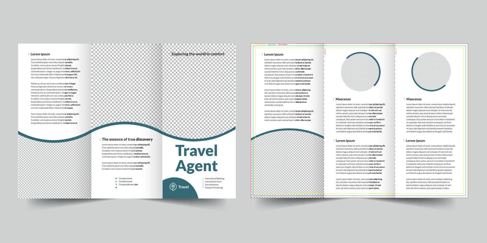 viaggio agente agenzia trifold opuscolo modello, aviatore vettore disposizione trifold modello professionista vettore