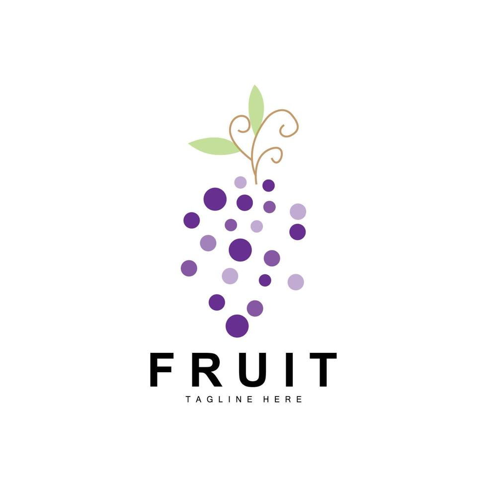 uva logo, azienda agricola frutta vettore, fresco viola frutta disegno, uva Prodotto icona, frutta negozio vettore