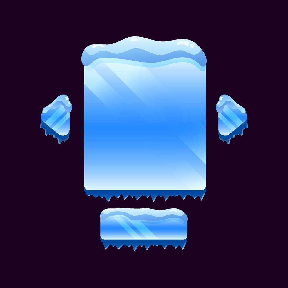 set di bordo ui gioco invernale ghiaccio pop-up per illustrazione vettoriale elementi asset gui