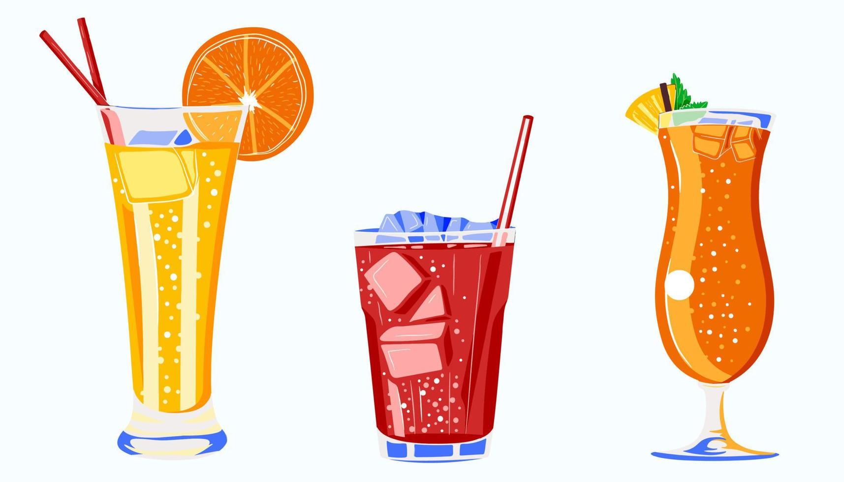 quattro cocktail su un' bianca sfondo con un' cannuccia. fresco estate cocktail vettore