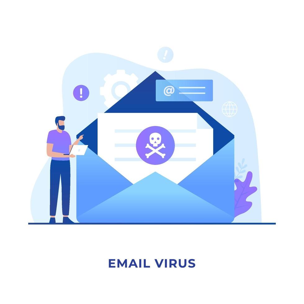 illustrazione piatta virus e-mail concept design vettore