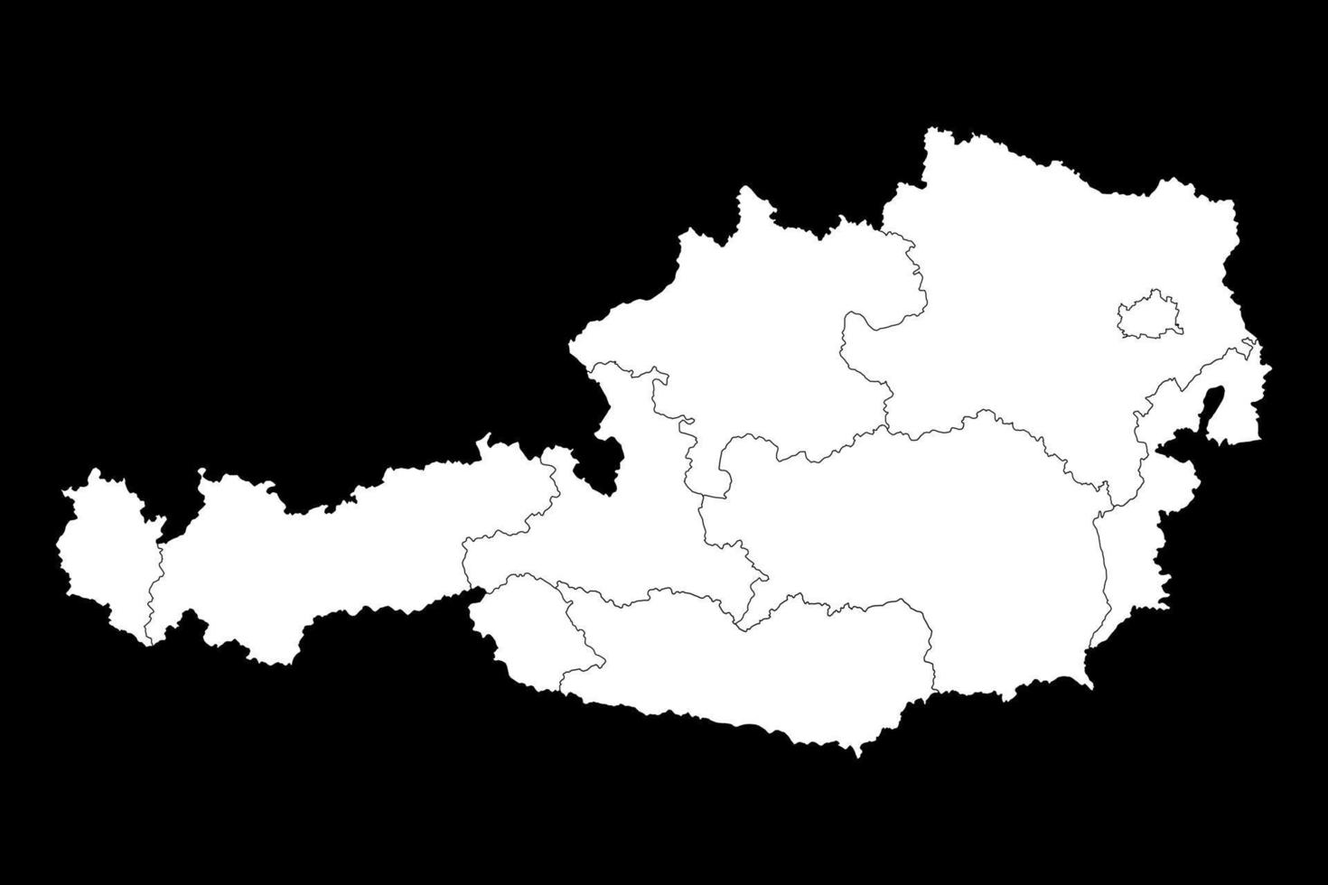 Austria carta geografica con stati. vettore illustrazione.