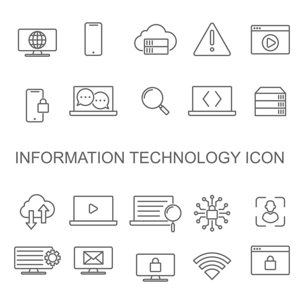 informazione tecnologia icone impostare. informazione tecnologia linea icone. vettore illustrazione
