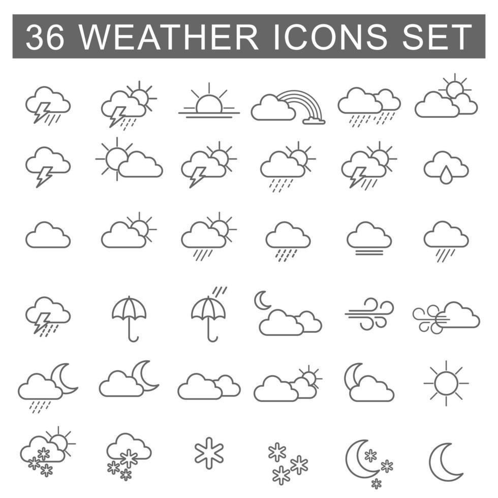 tempo metereologico linea icone impostare. collezione di tempo metereologico linea icone. vettore illustrazione