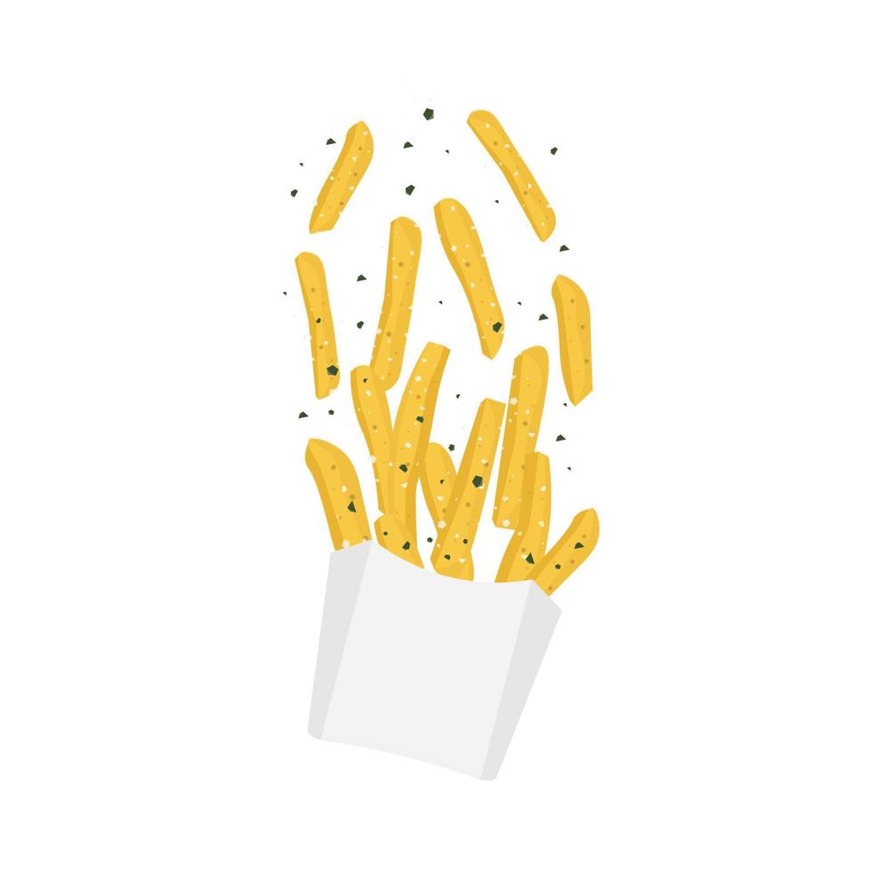 francese patatine fritte illustrazione logo su un' carta contenitore vettore