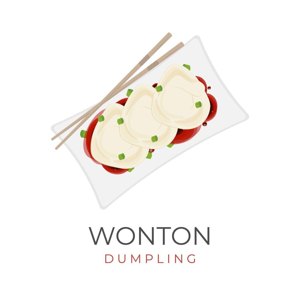 logo illustrazione di wonton Ravioli con peperoncino olio vettore